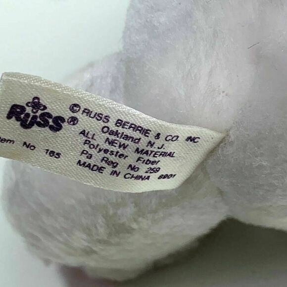 Vintage Russ Flopsy 6" White Plush Easter Bunny Long Ears Plastic Eyes #165 - Picture 3 of 4